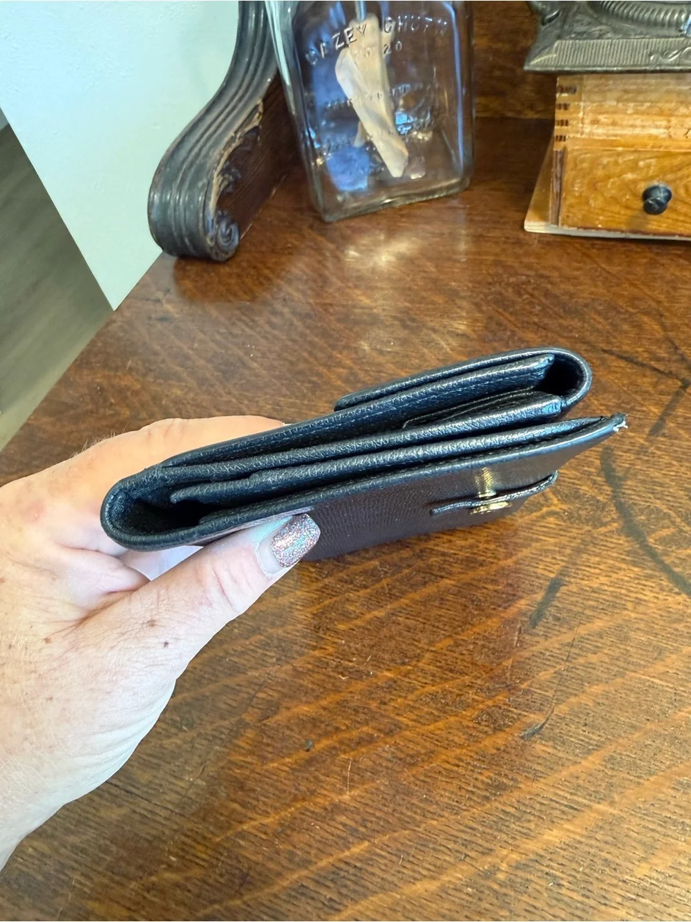 CHANEL Black Caviar Leather Continental Wallet with CC Snap with COA